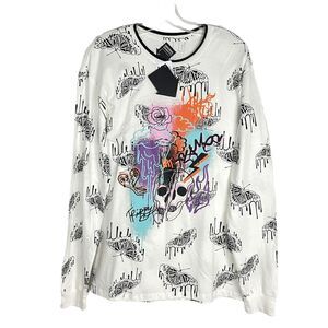 Original Gravity Butterfly Skulls Print Long Sleeve Graphic Tee Shirt Size L‎